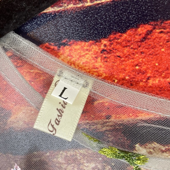 Large ShiLong Fashion Grey Floral Dress - Picture 2 of 6